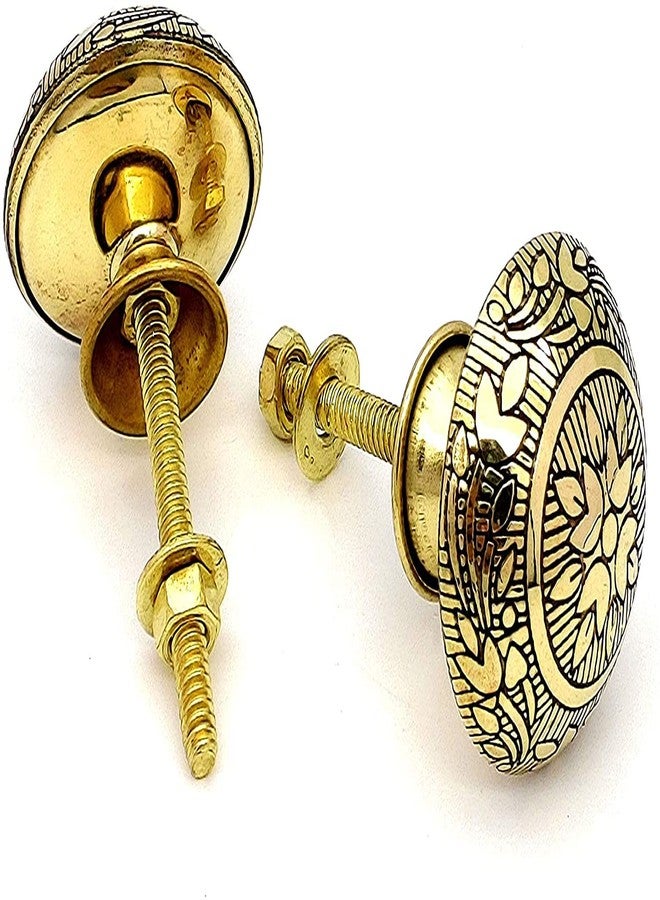 BnoSpace Brass Door Knobs/Drawer Pulls Dresser Door Knobs/Pull and Push Handle Knobs for Cabinets, Wardrobes & Kitchen Cupboards/Handmade Classic Hardware Decor, 38 mm (Set of 6) - Image 2